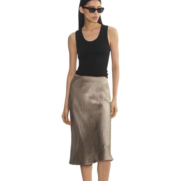 BABATON- SLIP SATIN MIDI SKIRT | Aritzia SLIP SATIN MIDI SKIRT - SIZE SMALL✨ - Picture 1 of 4